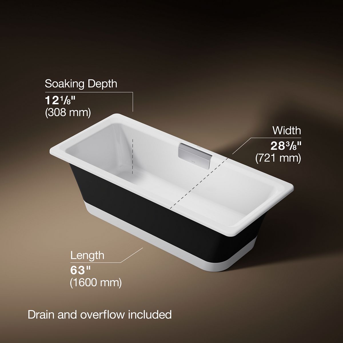 3/4 view of product with dimensions