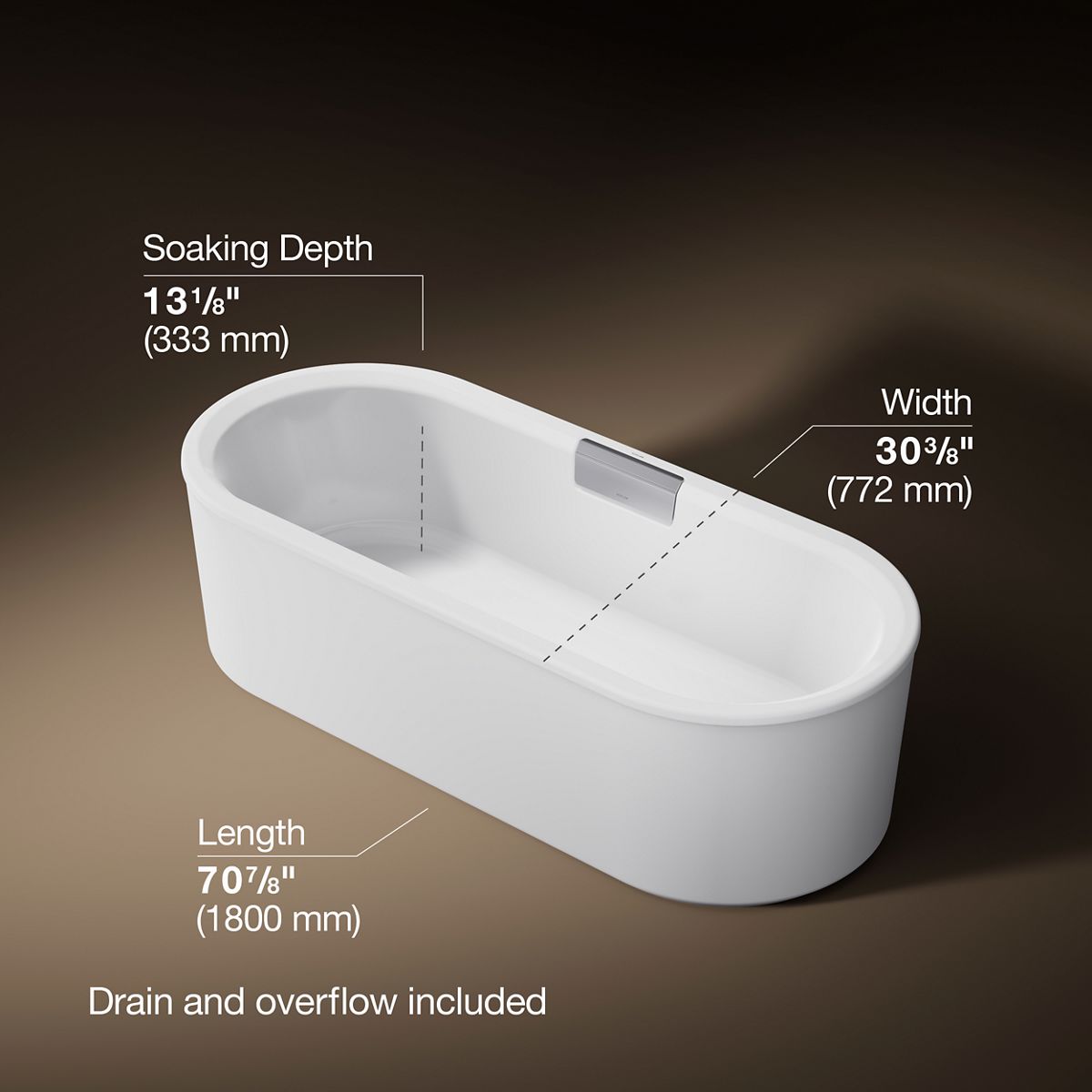 3/4 view of product with dimensions
