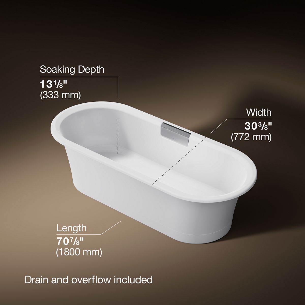 3/4 view of product with dimensions