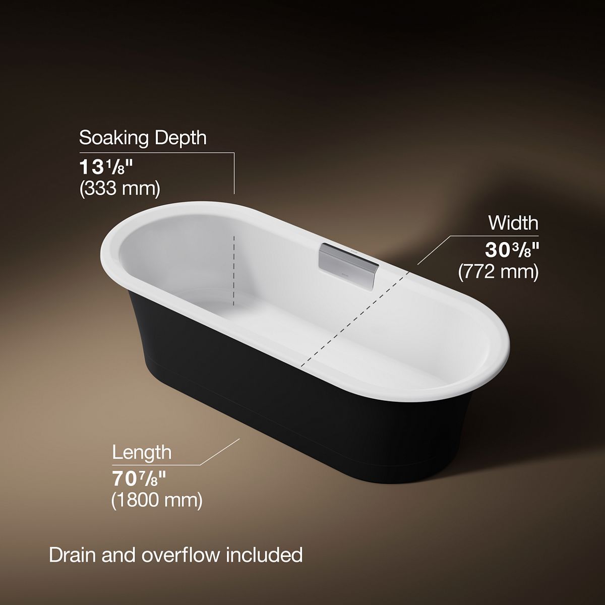 3/4 view of product with dimensions