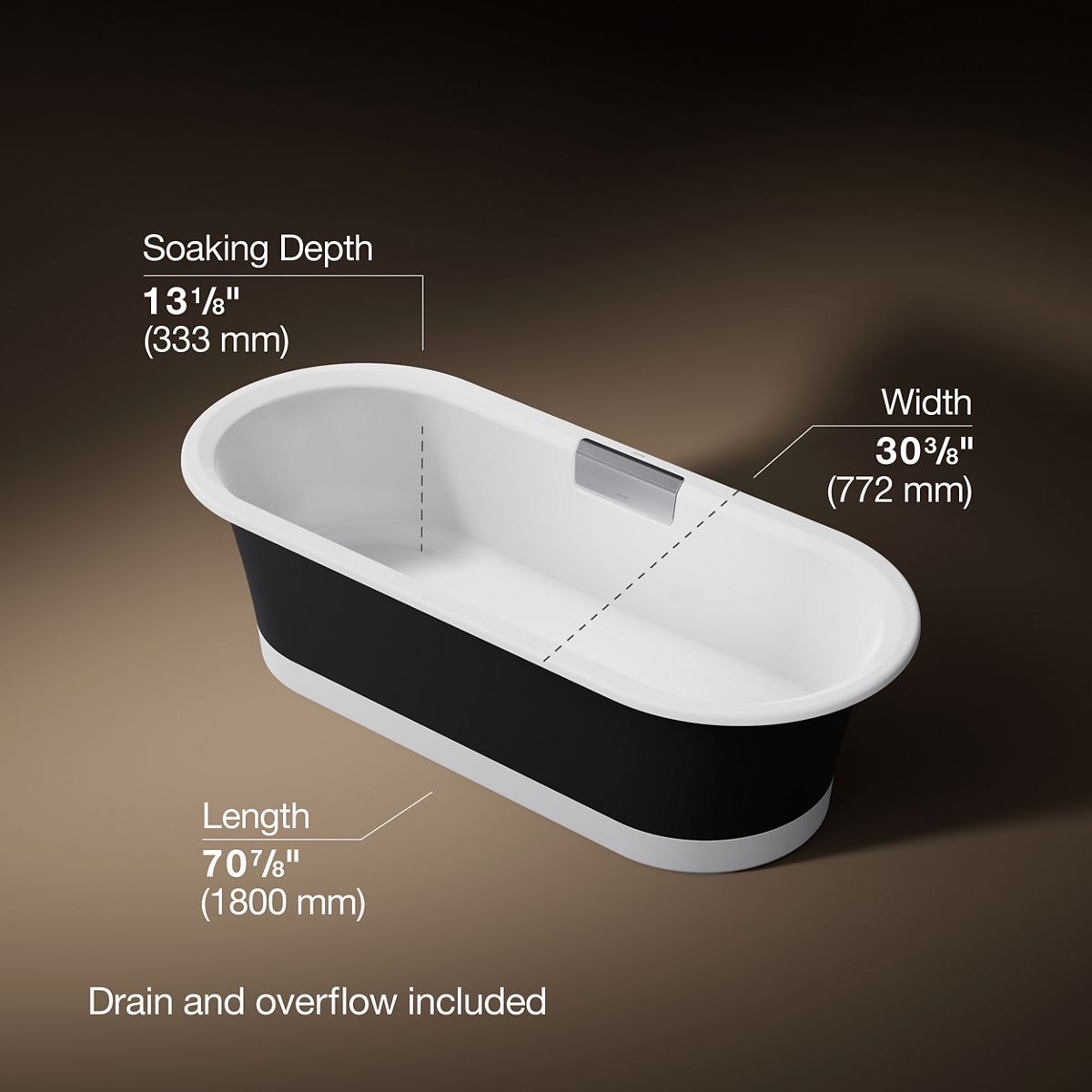 3/4 view of product with dimensions