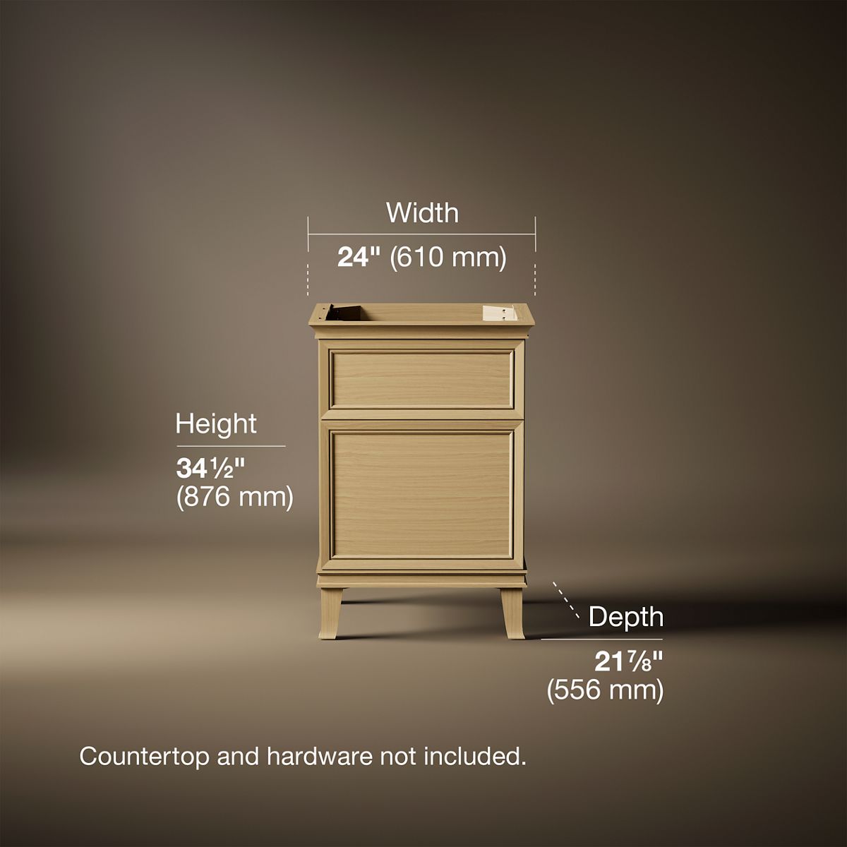 3/4 view of product with dimensions