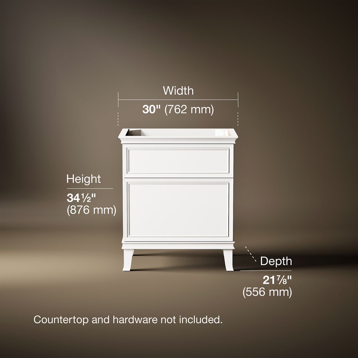 3/4 view of product with dimensions