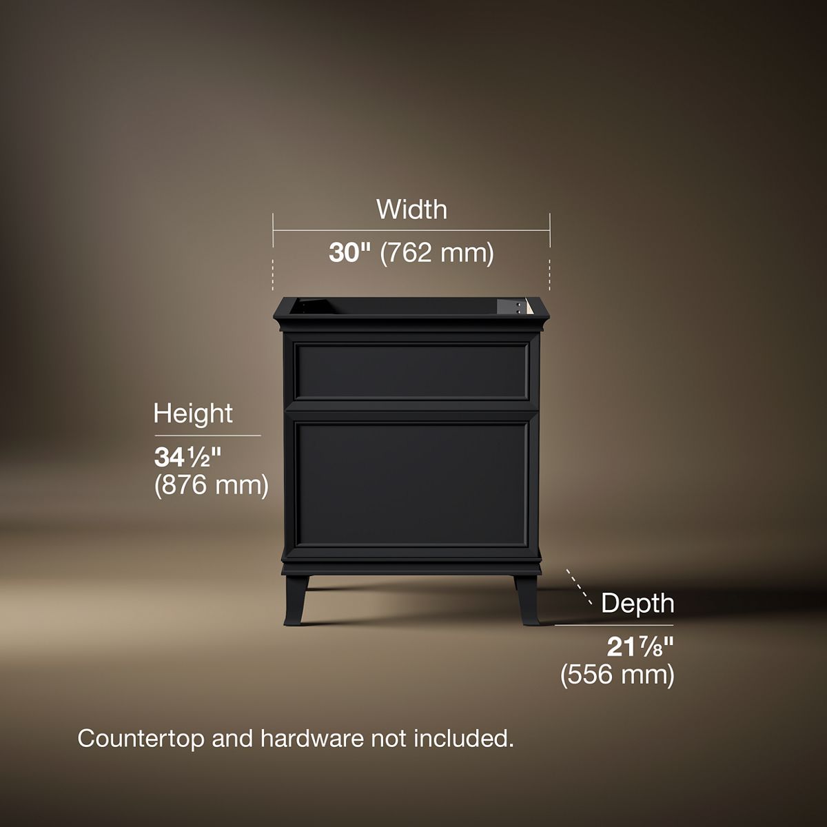 3/4 view of product with dimensions