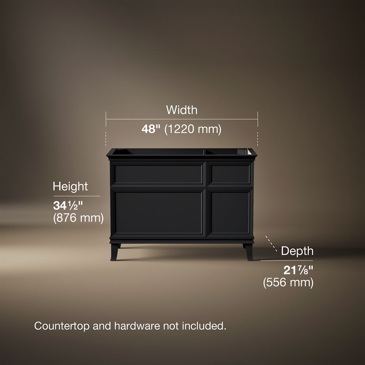 3/4 view of product with dimensions