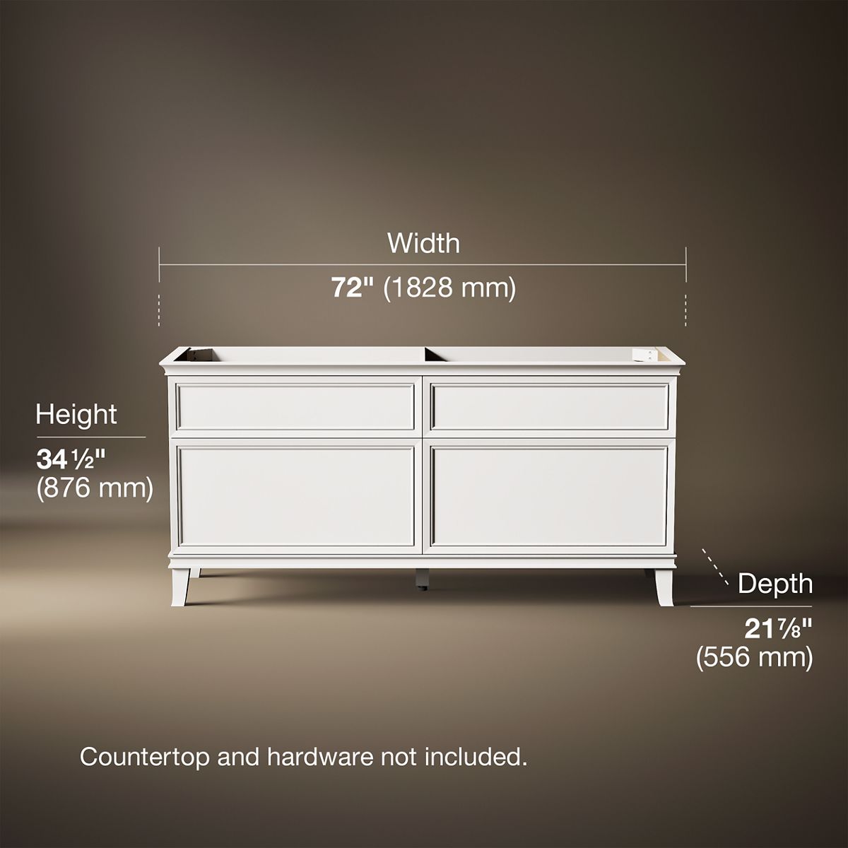 3/4 view of product with dimensions