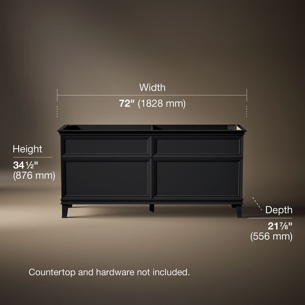 3/4 view of product with dimensions