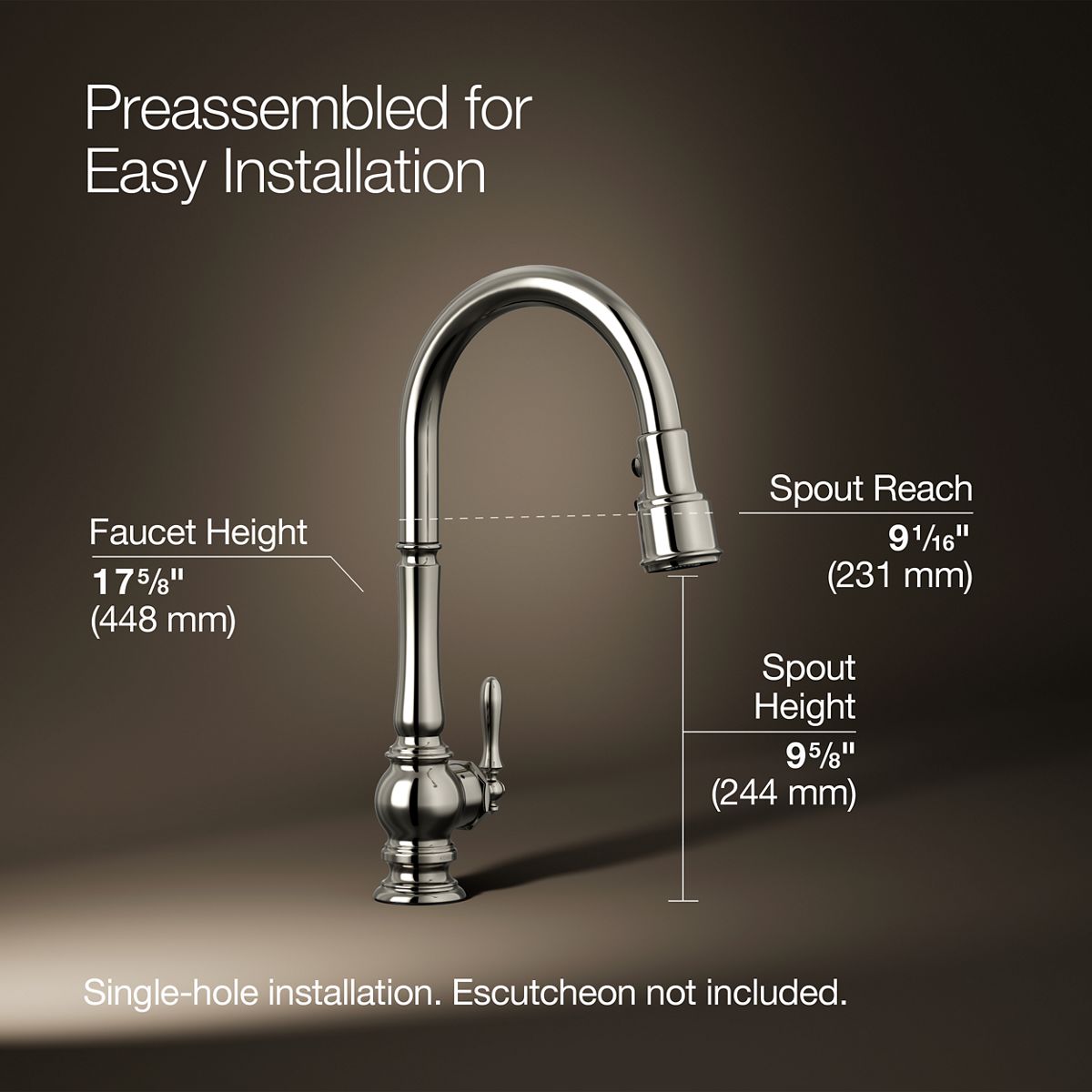 3/4 view of product with dimensions