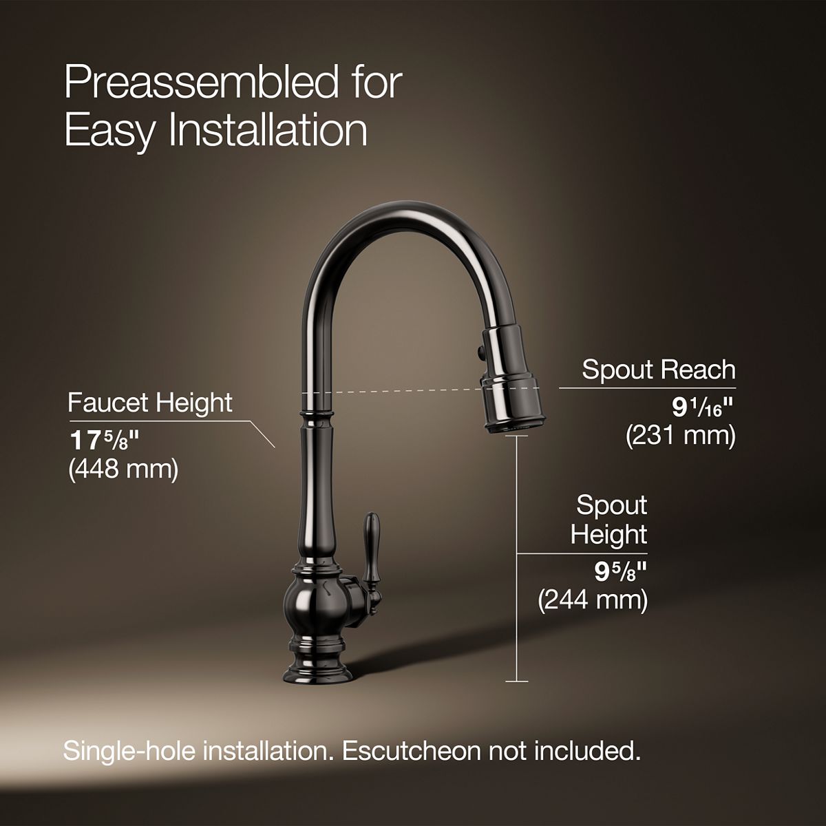 3/4 view of product with dimensions