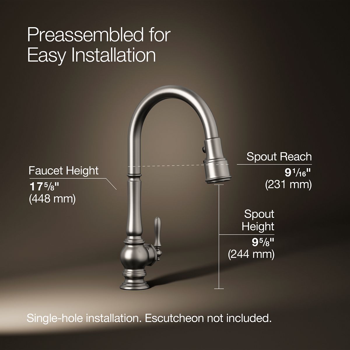 3/4 view of product with dimensions
