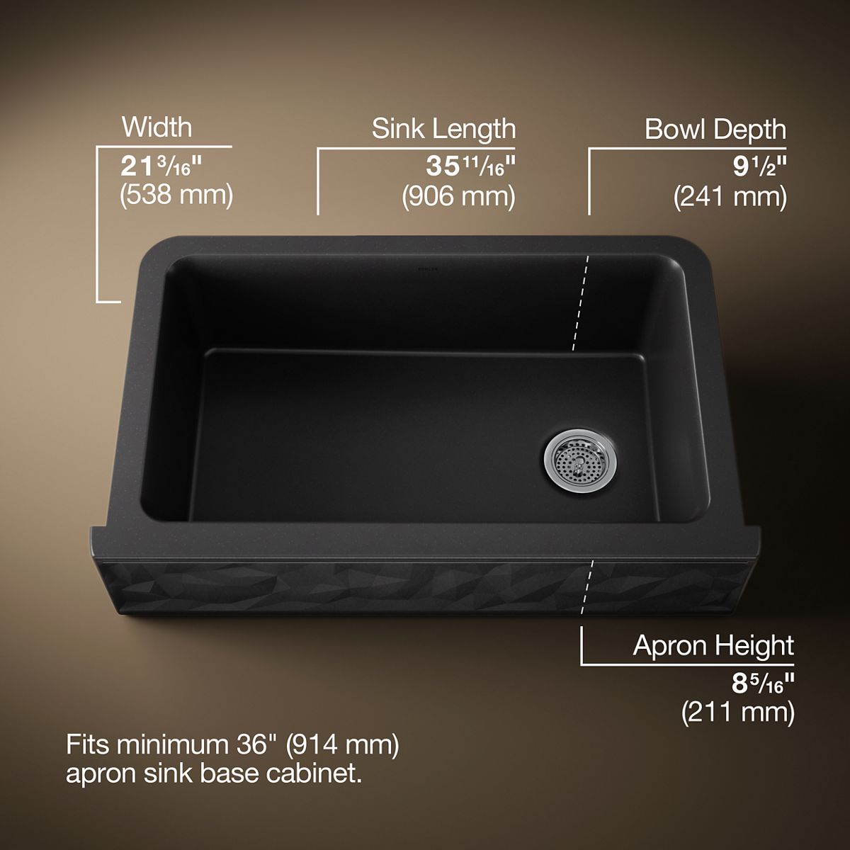 3/4 view of product with dimensions
