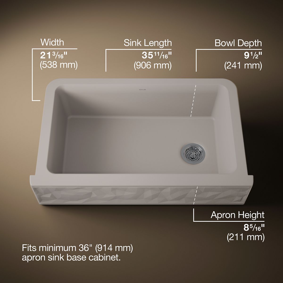 3/4 view of product with dimensions