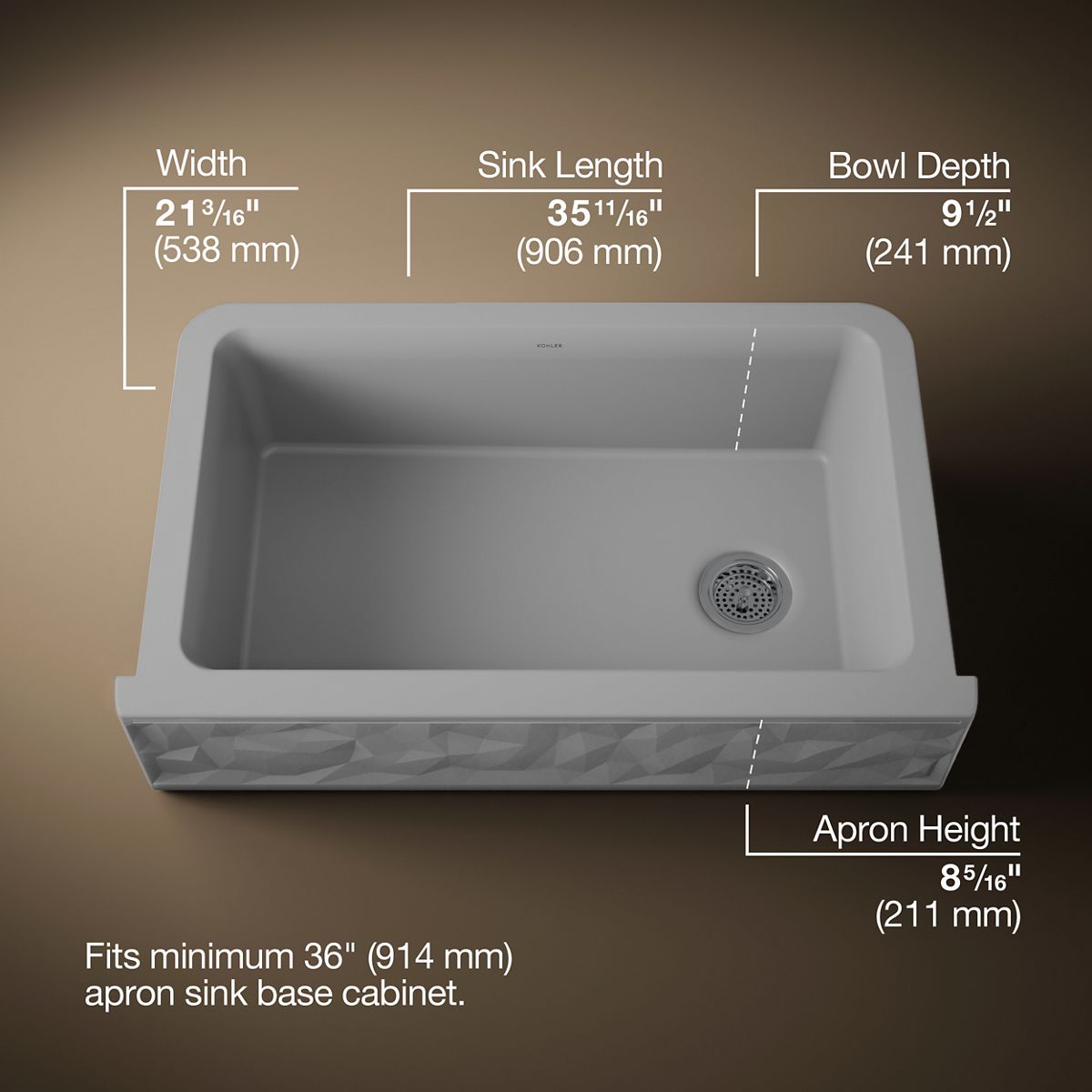 3/4 view of product with dimensions
