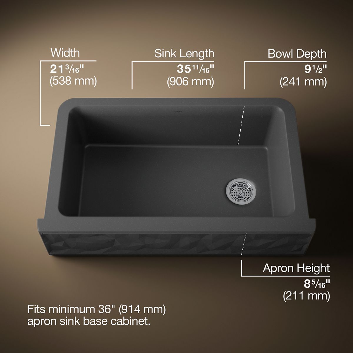 3/4 view of product with dimensions