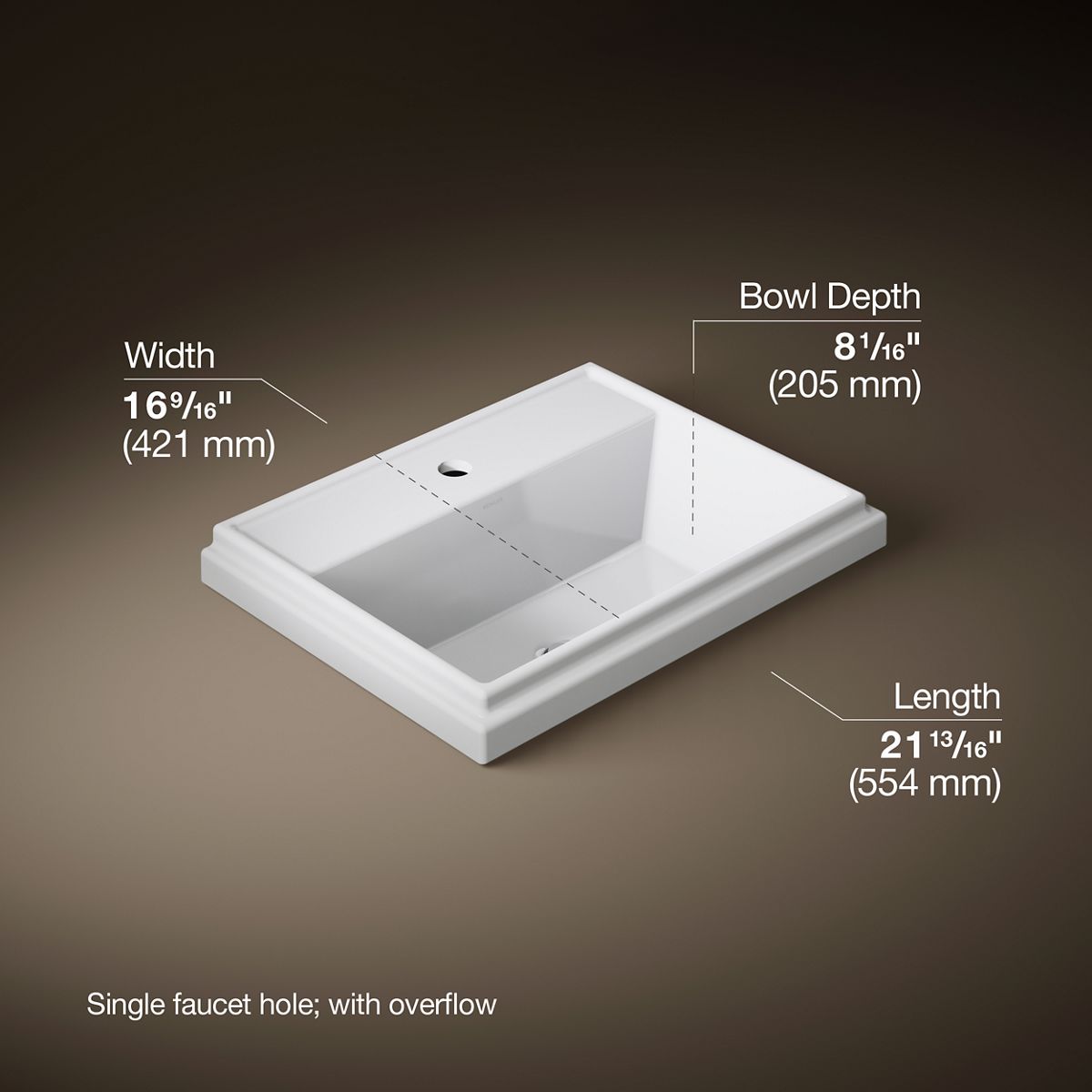 3/4 view of product with dimensions