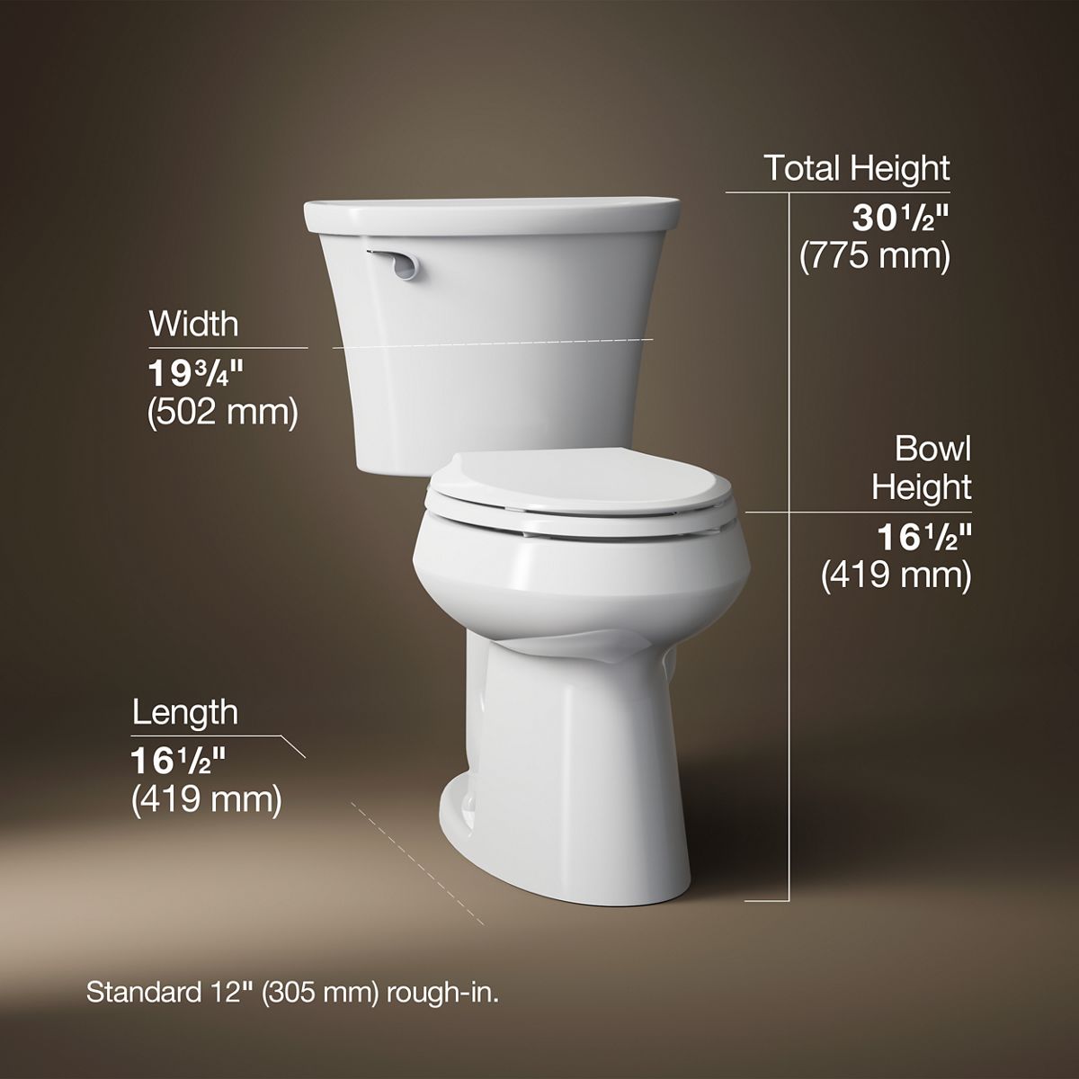 3/4 view of product with dimensions