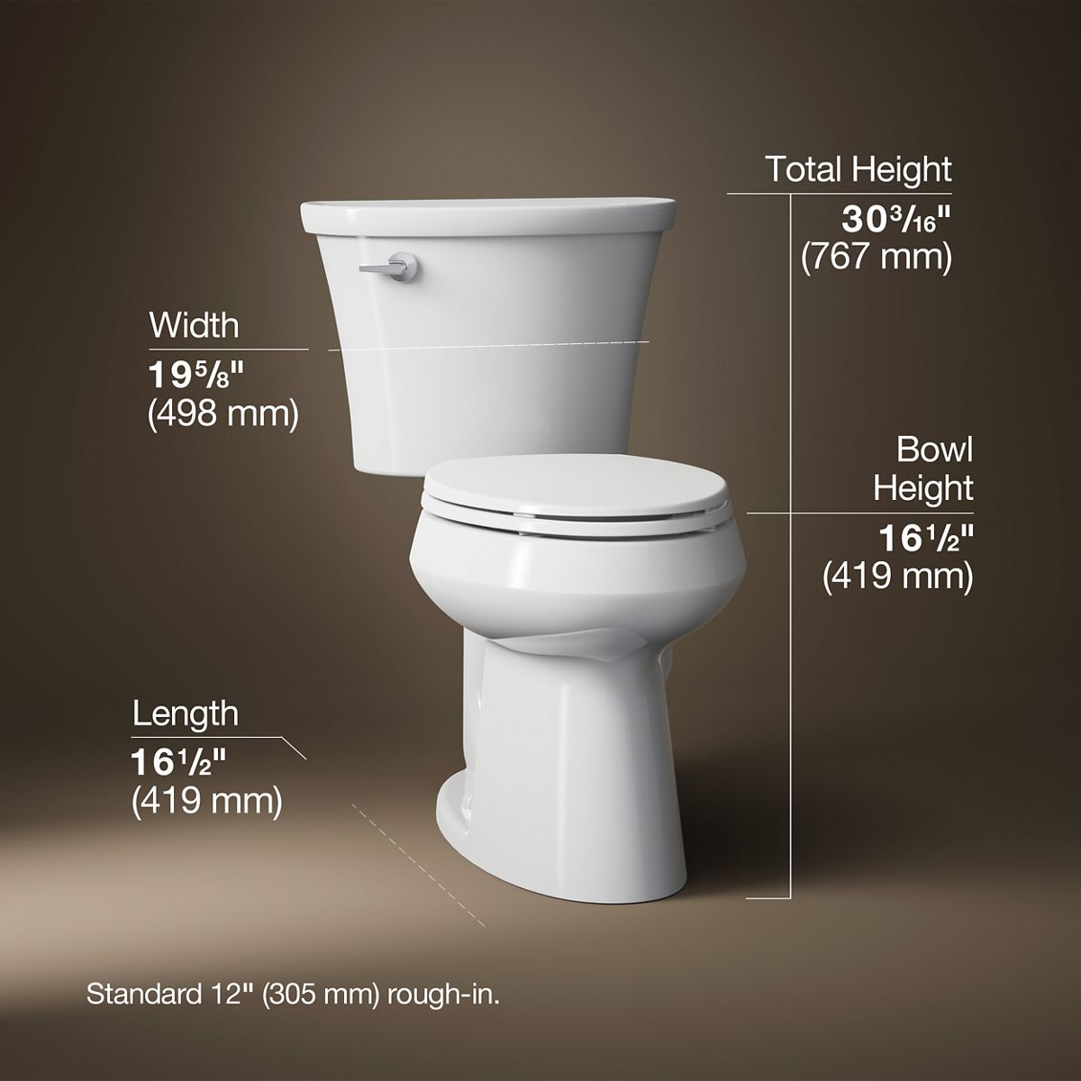 3/4 view of product with dimensions