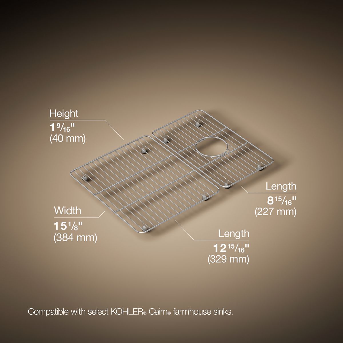 3/4 view of product with dimensions