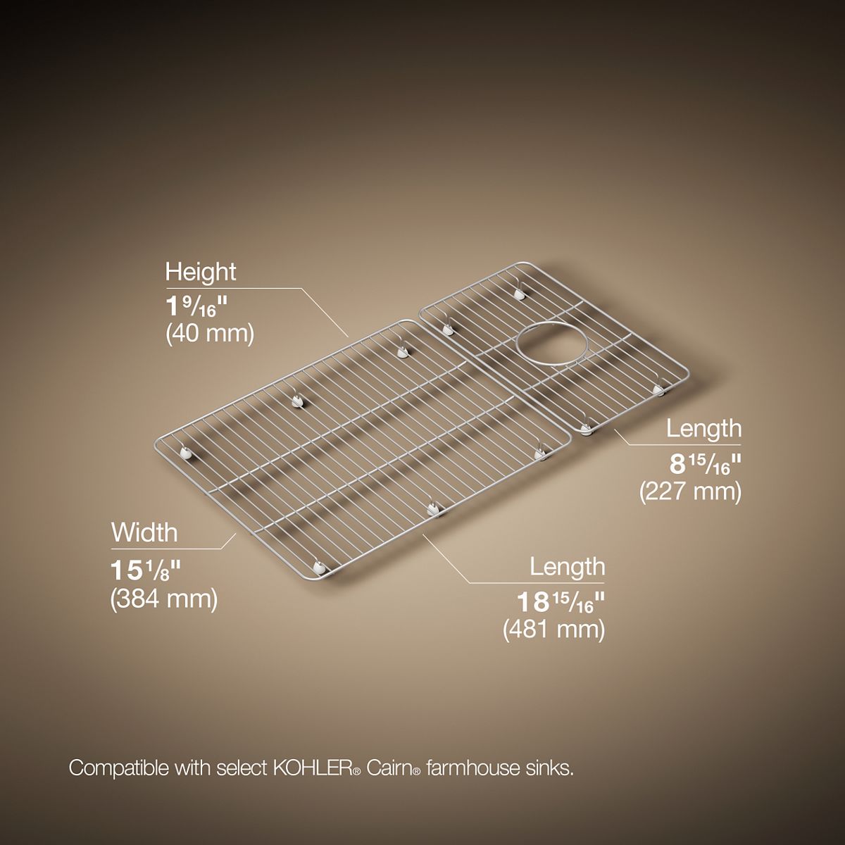 3/4 view of product with dimensions
