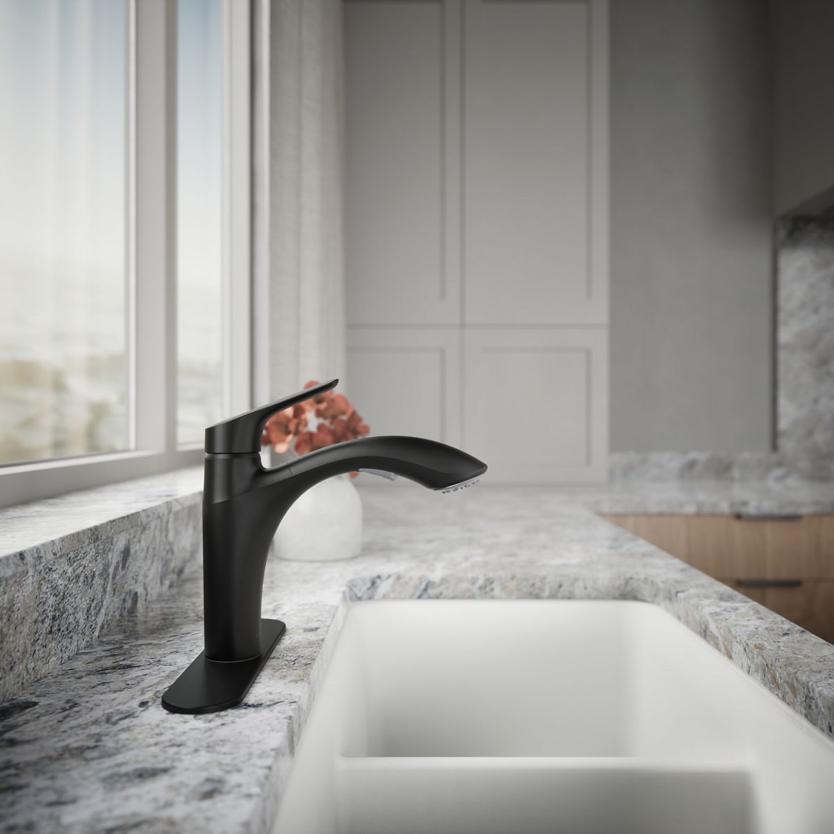 KOHLER | 30468 | Rival™| Pull-out kitchen sink faucet with two