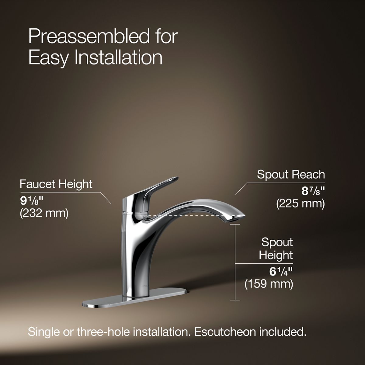 3/4 view of product with dimensions