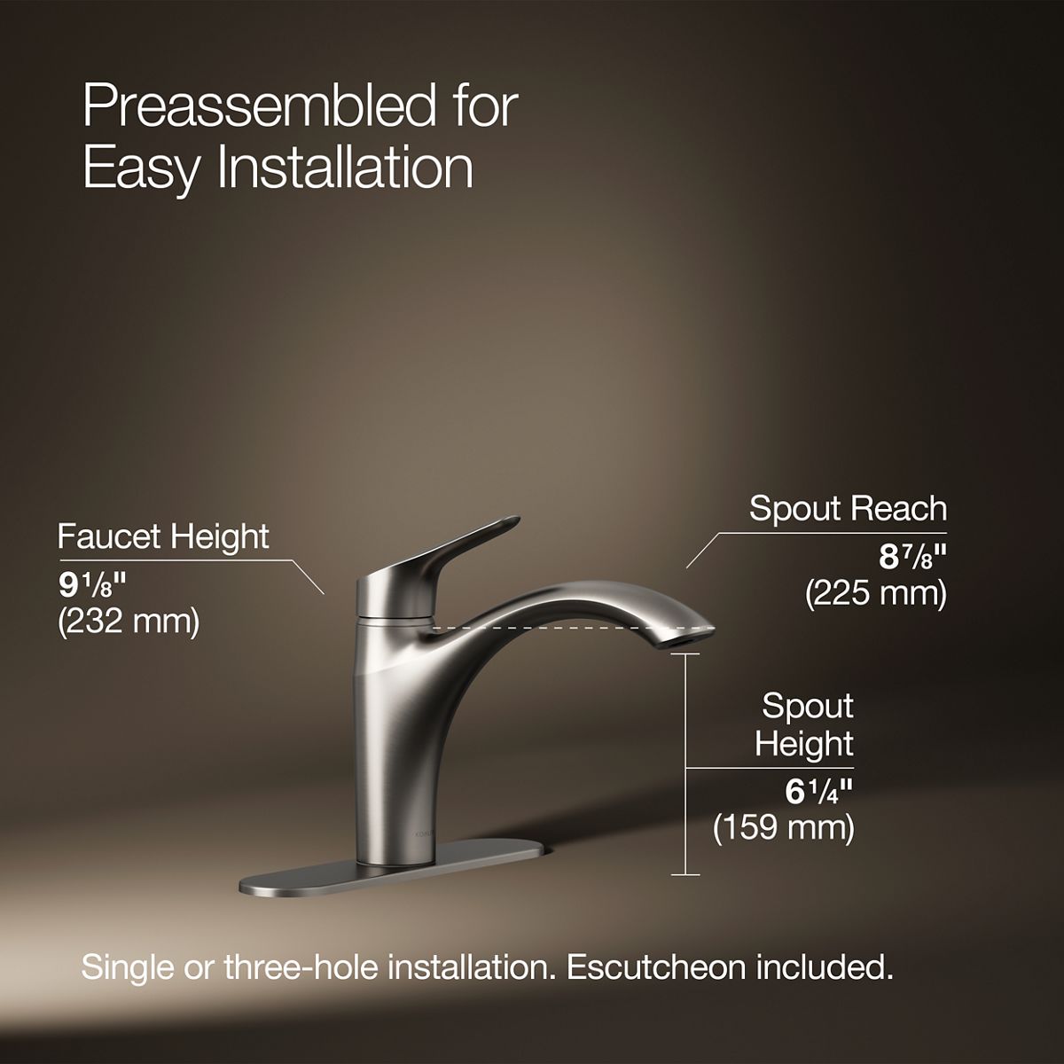 3/4 view of product with dimensions