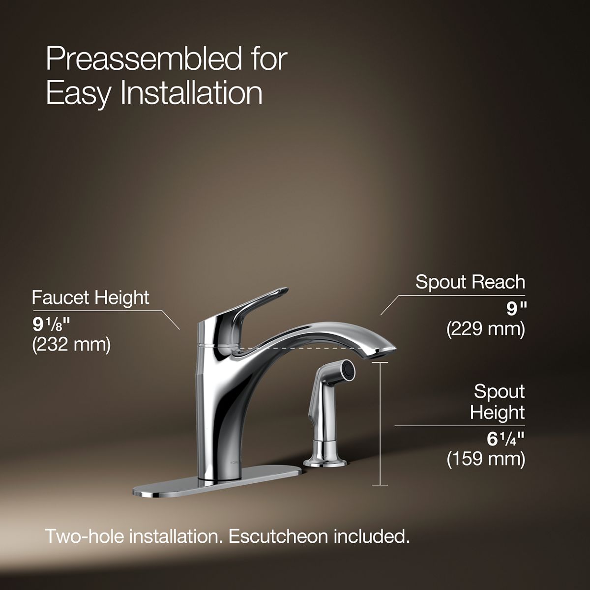3/4 view of product with dimensions
