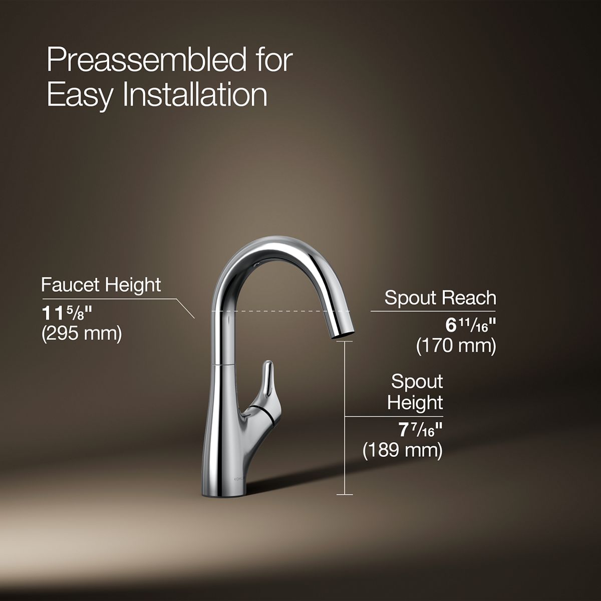 3/4 view of product with dimensions