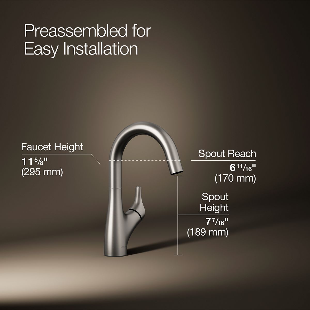 3/4 view of product with dimensions