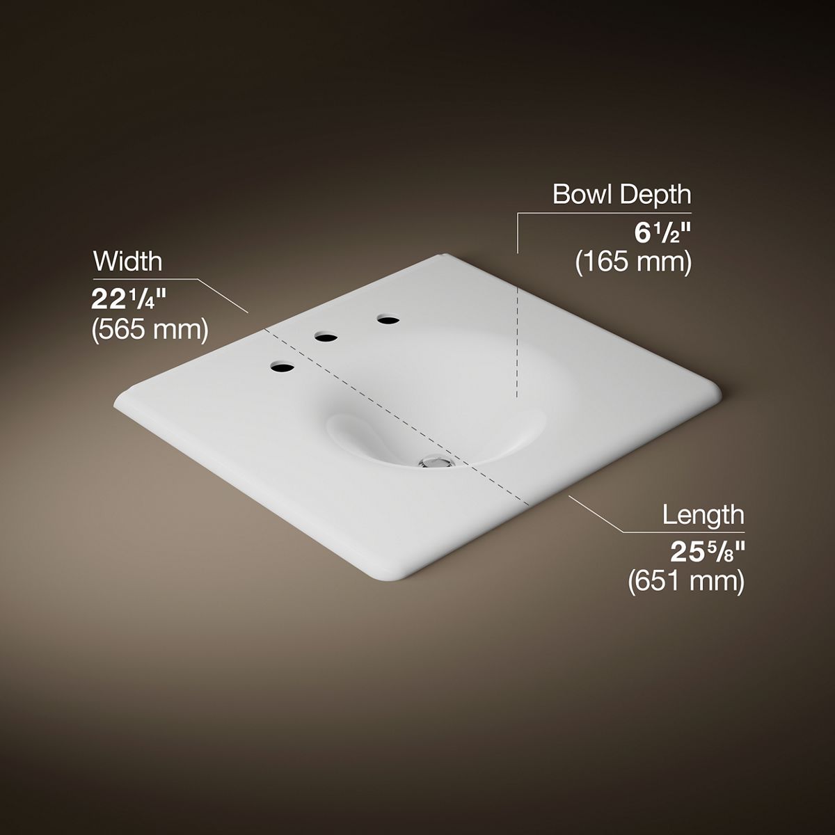 3/4 view of product with dimensions