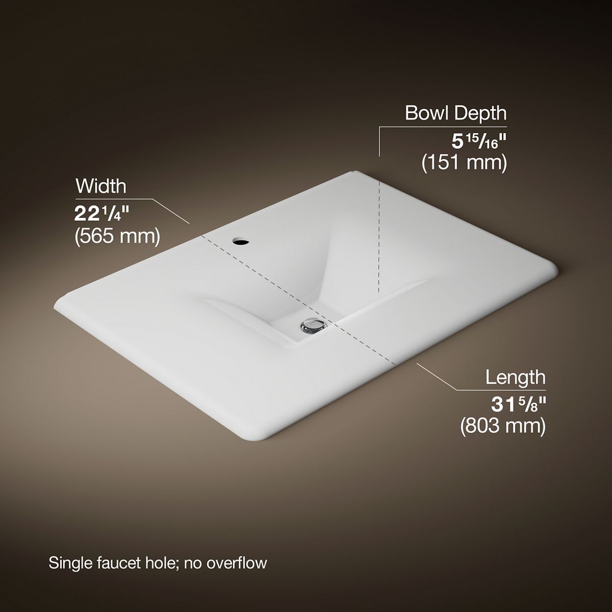 3/4 view of product with dimensions