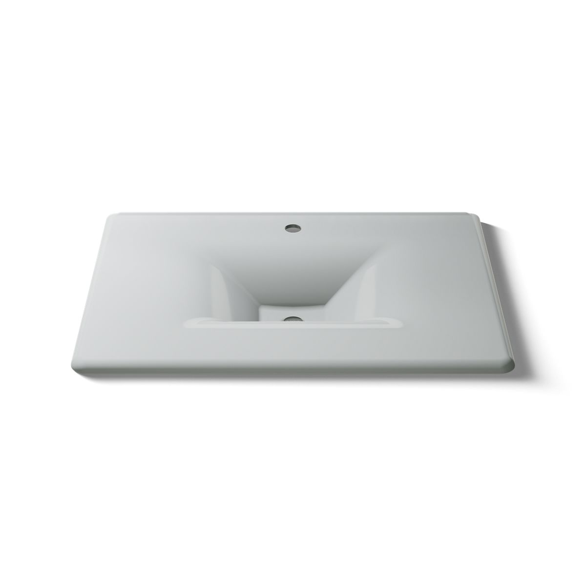 angled front view, not straight-on, 1-point perspective