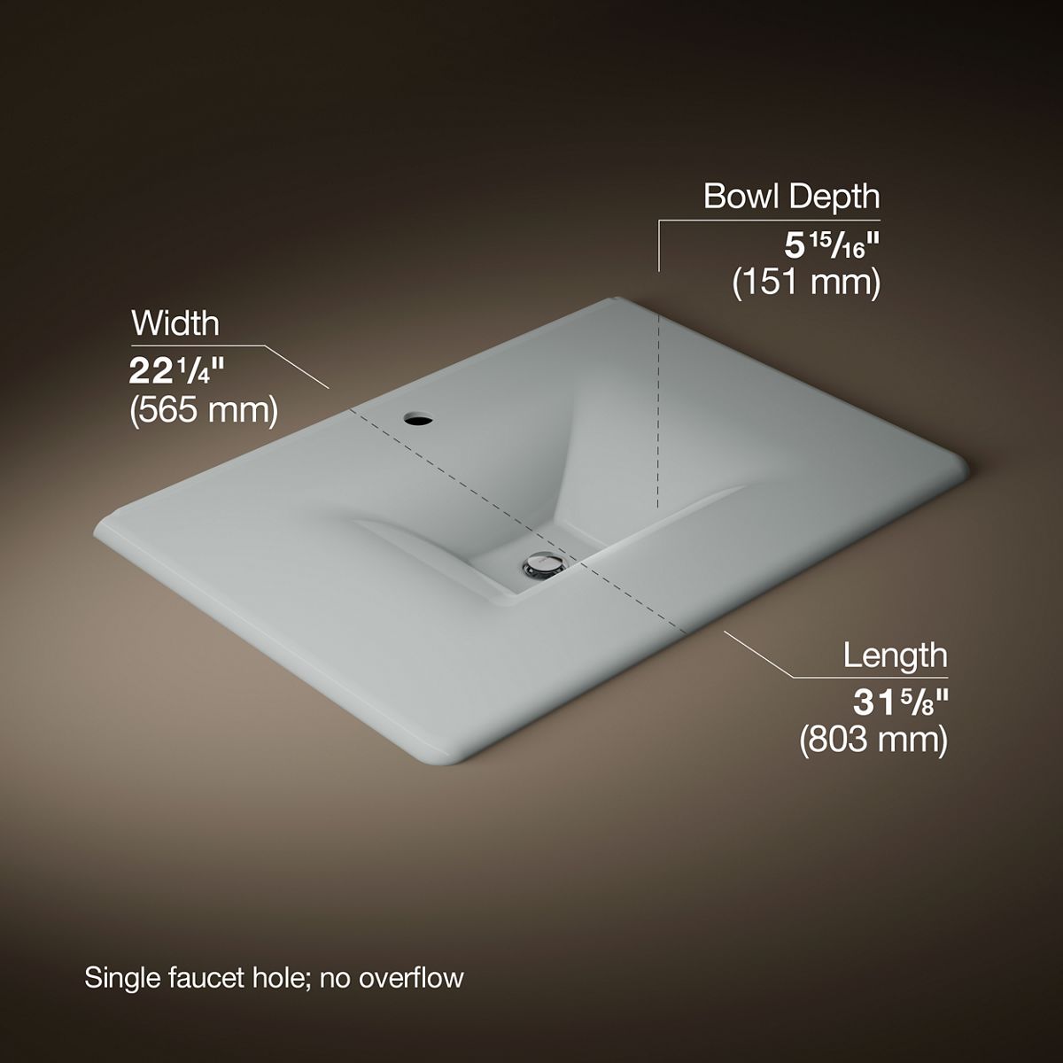 3/4 view of product with dimensions