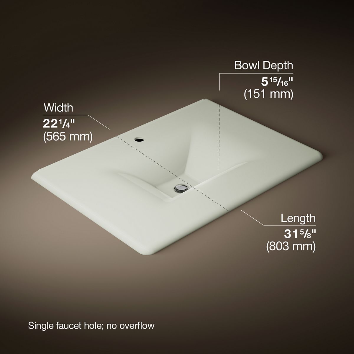 3/4 view of product with dimensions