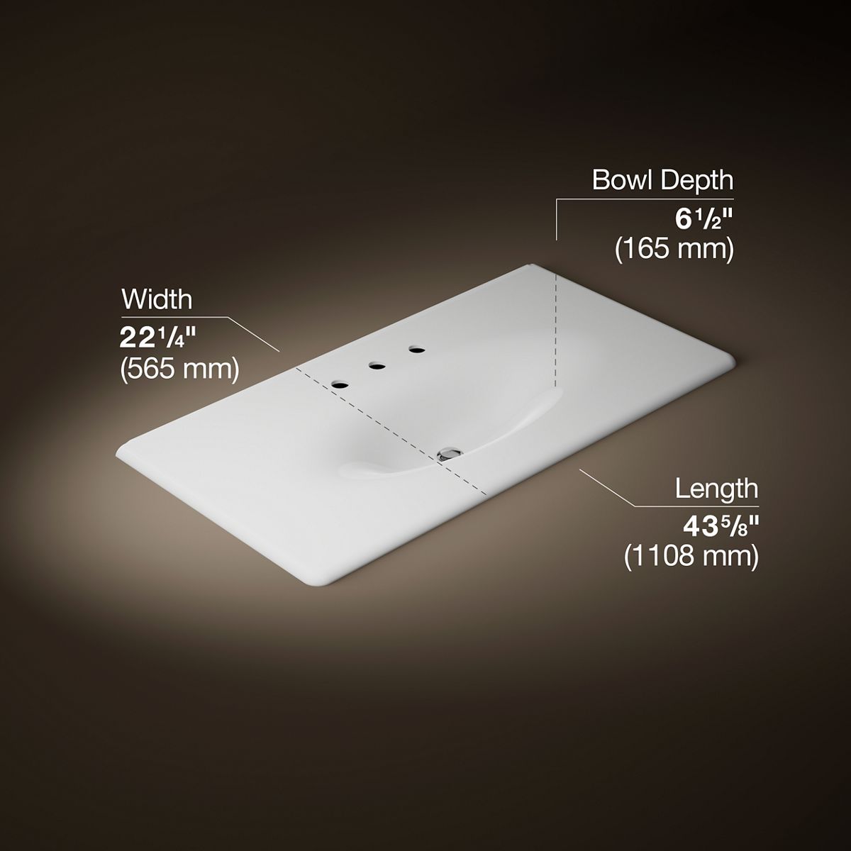 3/4 view of product with dimensions