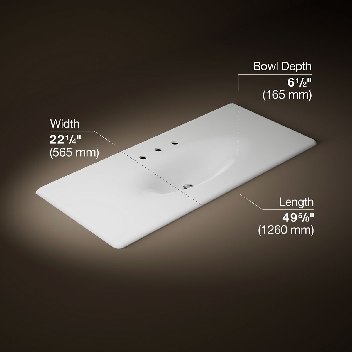 3/4 view of product with dimensions
