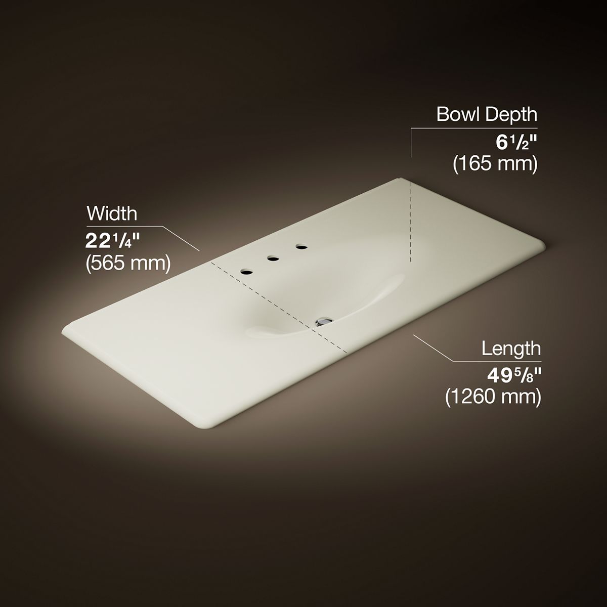 3/4 view of product with dimensions