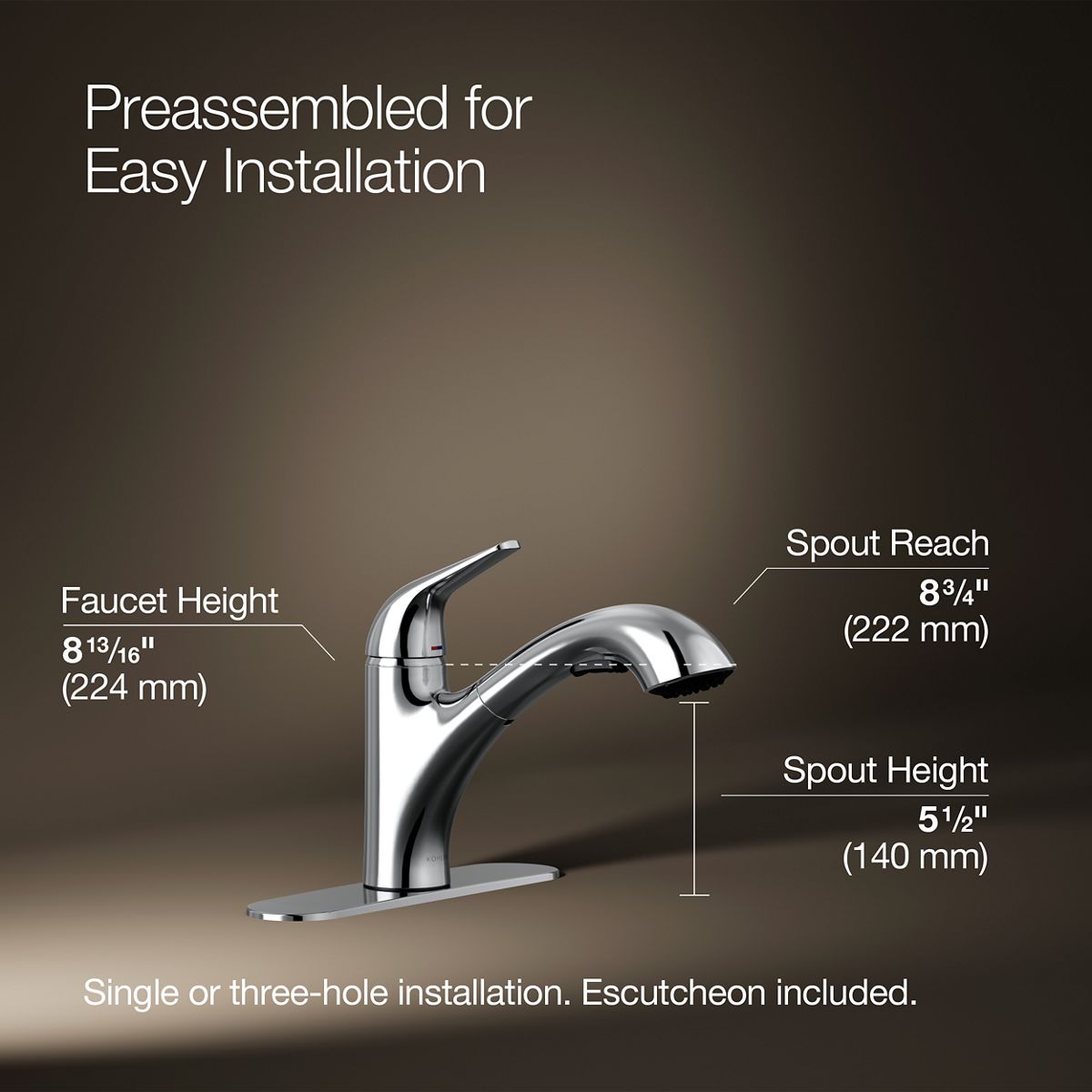 3/4 view of product with dimensions
