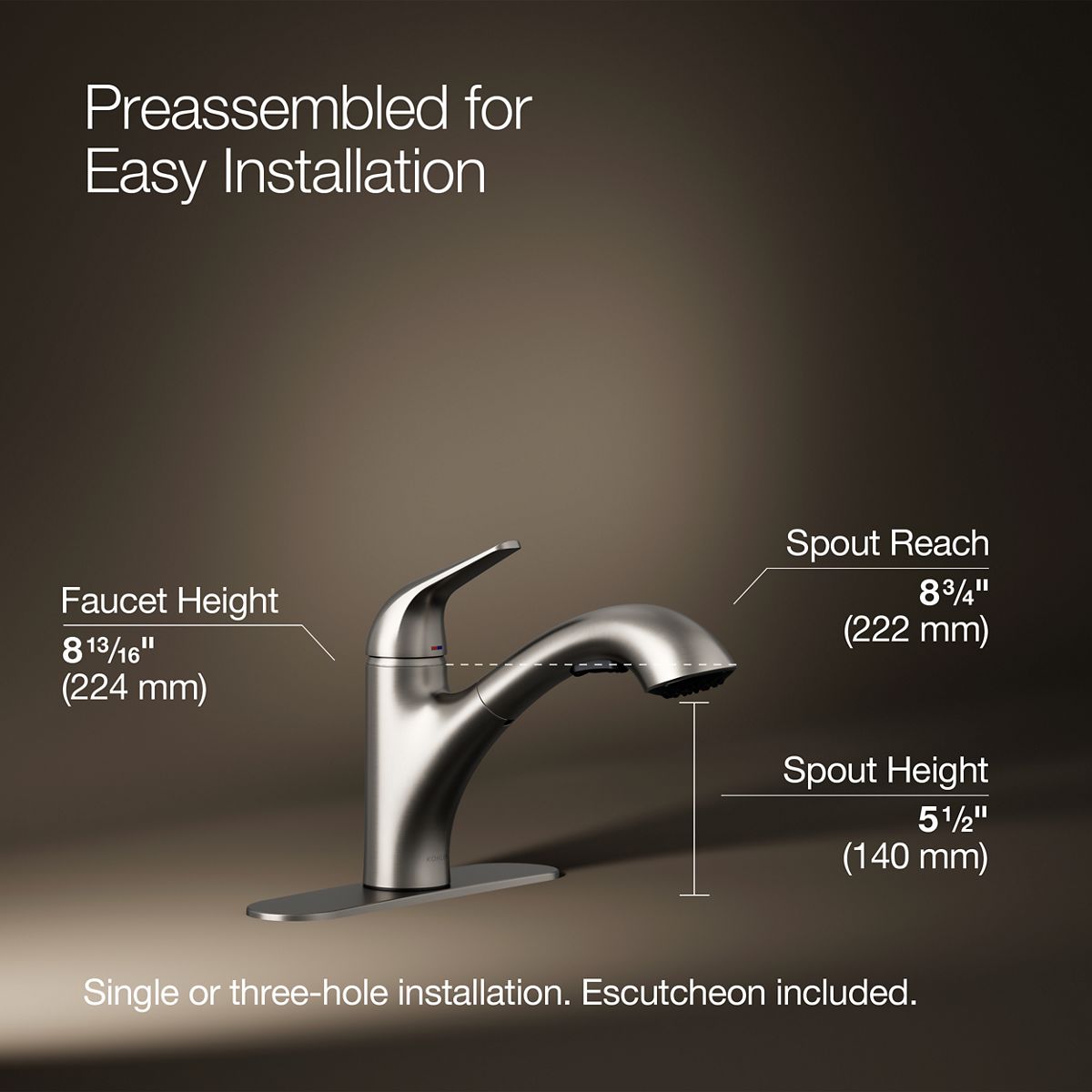 3/4 view of product with dimensions