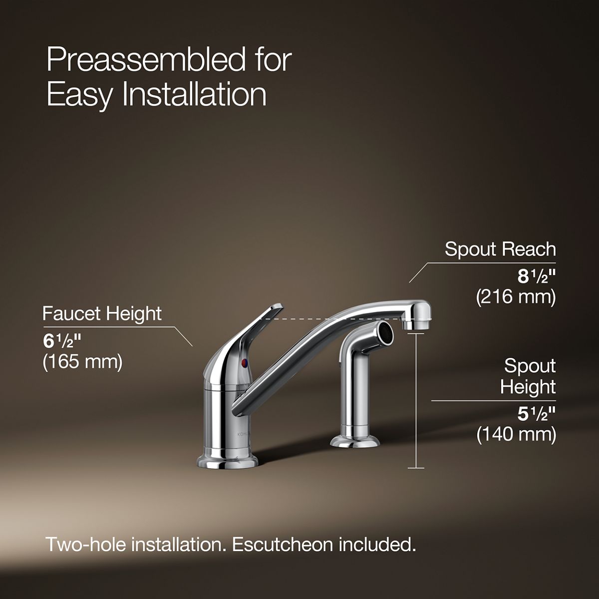 3/4 view of product with dimensions