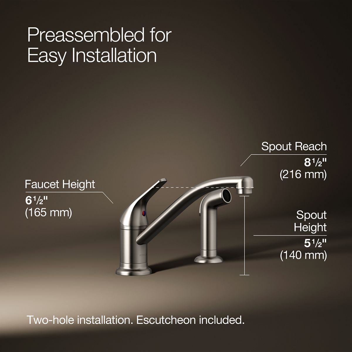 3/4 view of product with dimensions