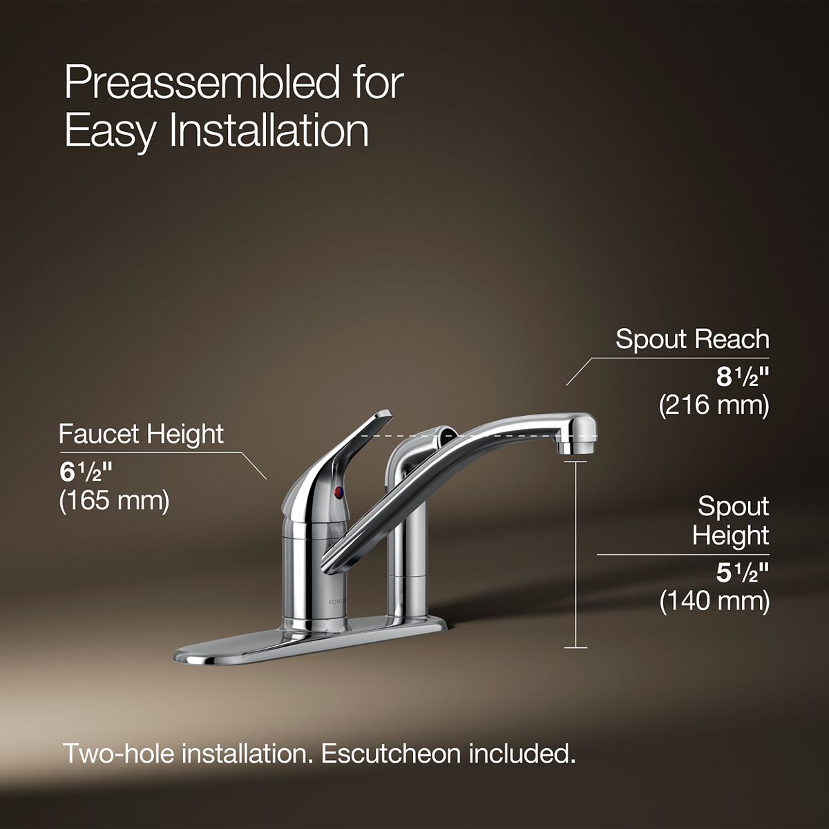 3/4 view of product with dimensions
