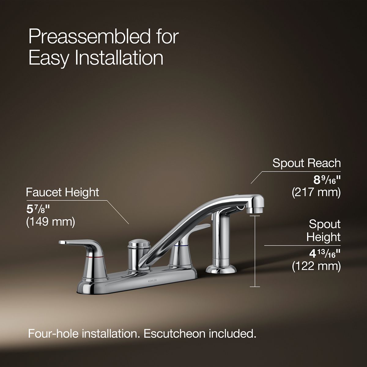 3/4 view of product with dimensions