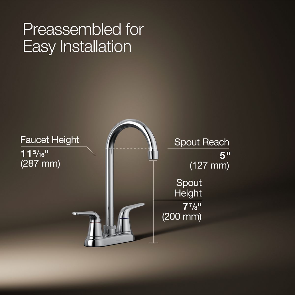 3/4 view of product with dimensions