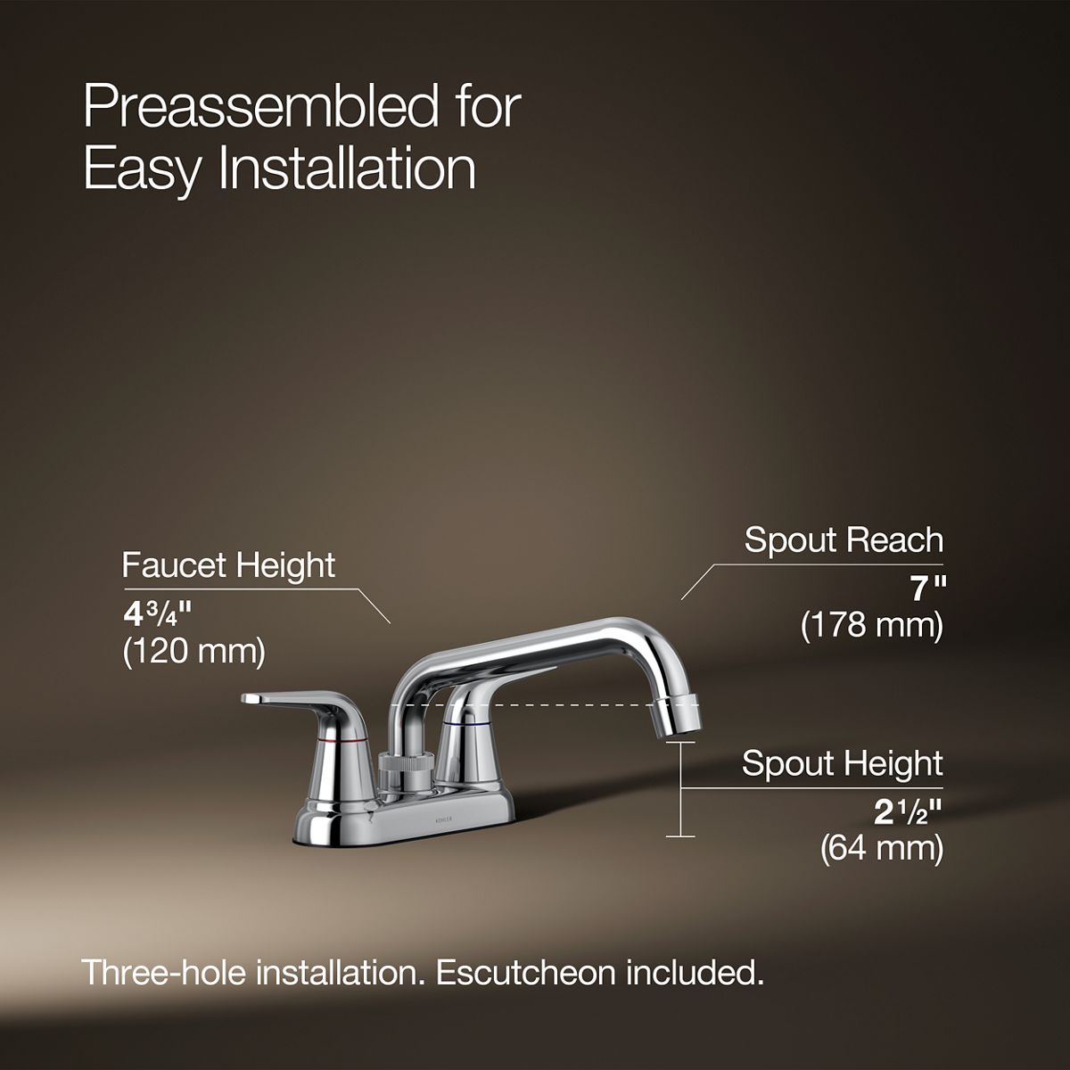 Jolt Two-Handle Laundry And Utility Sink Faucet | K-30618 | KOHLER