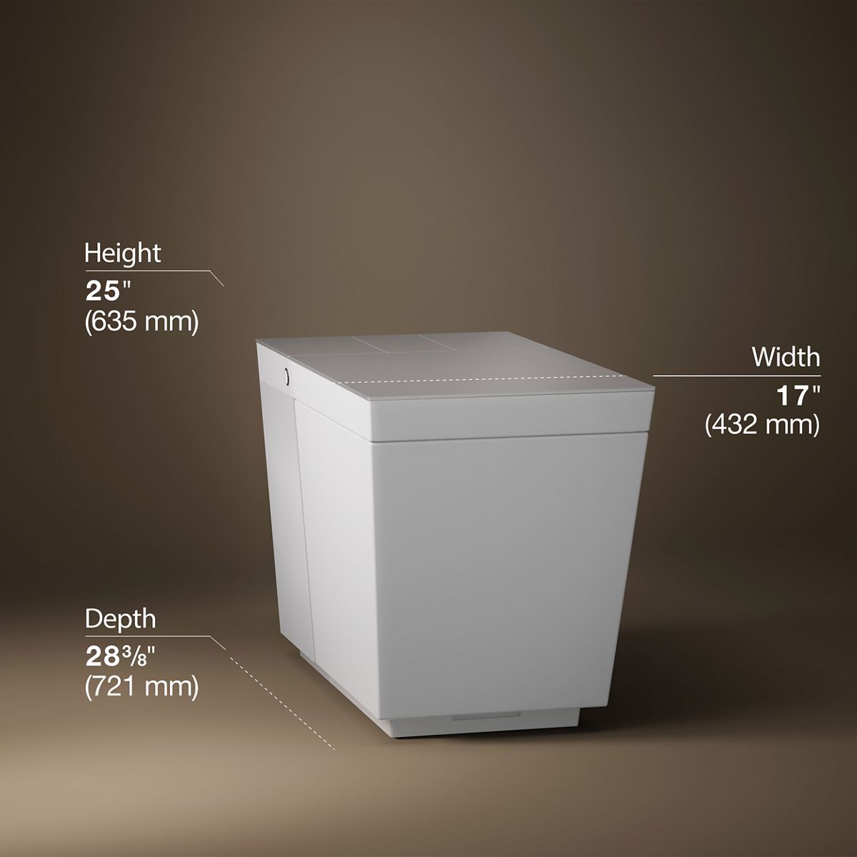 3/4 view of product with dimensions