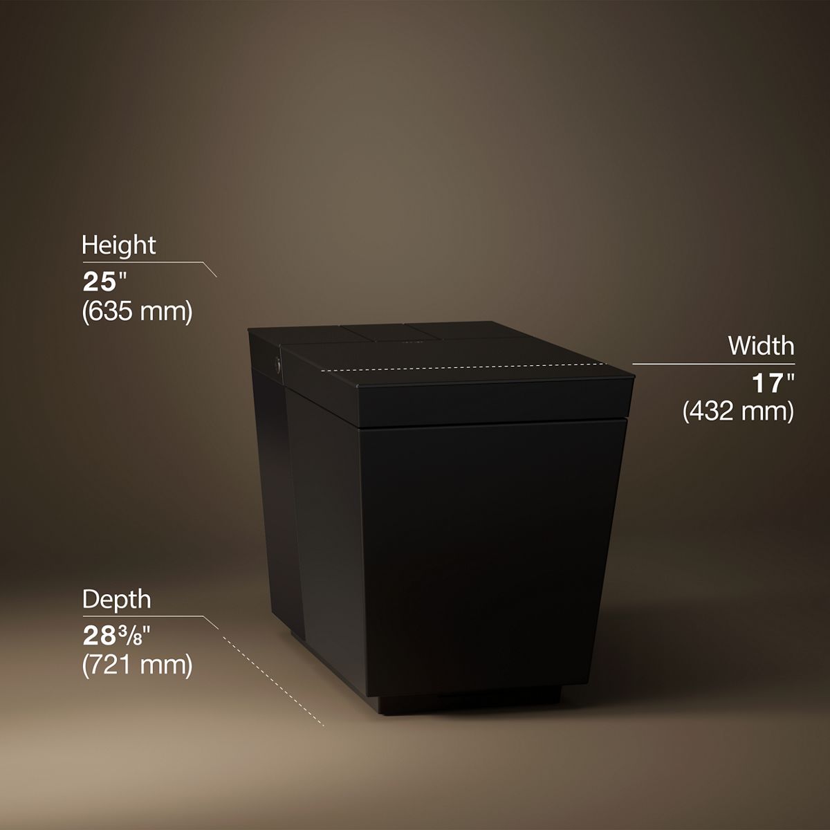 3/4 view of product with dimensions