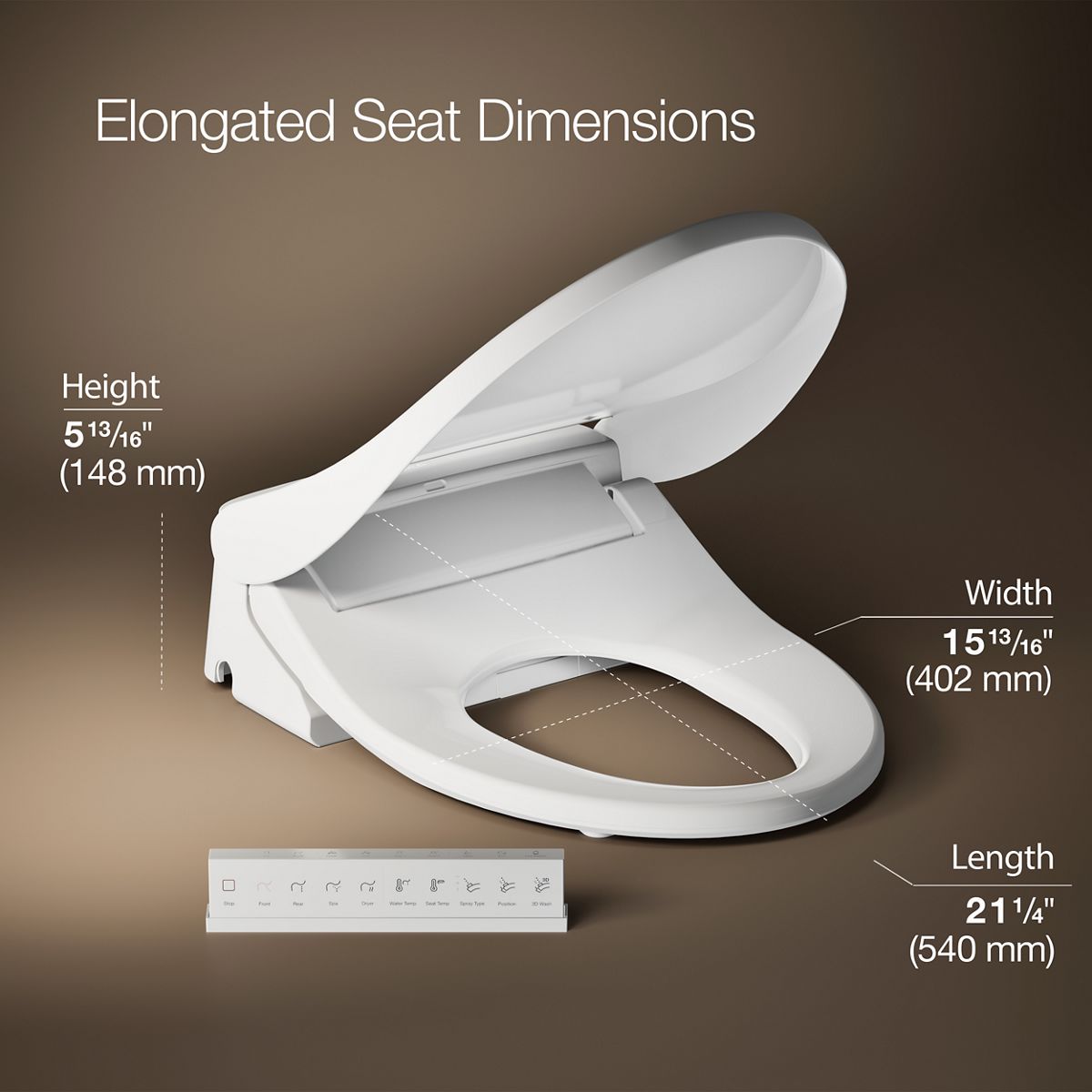3/4 view of product with dimensions
