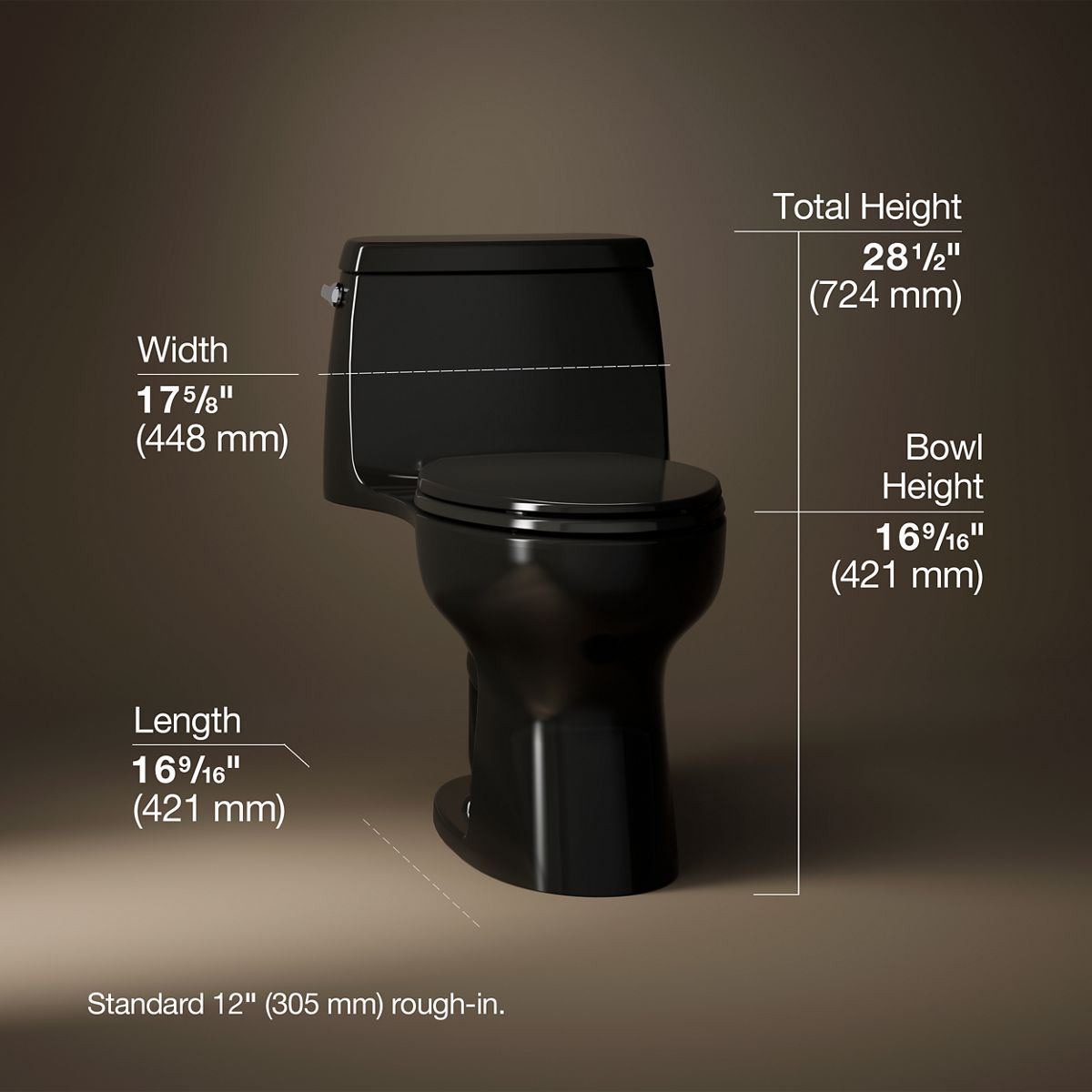 3/4 view of product with dimensions