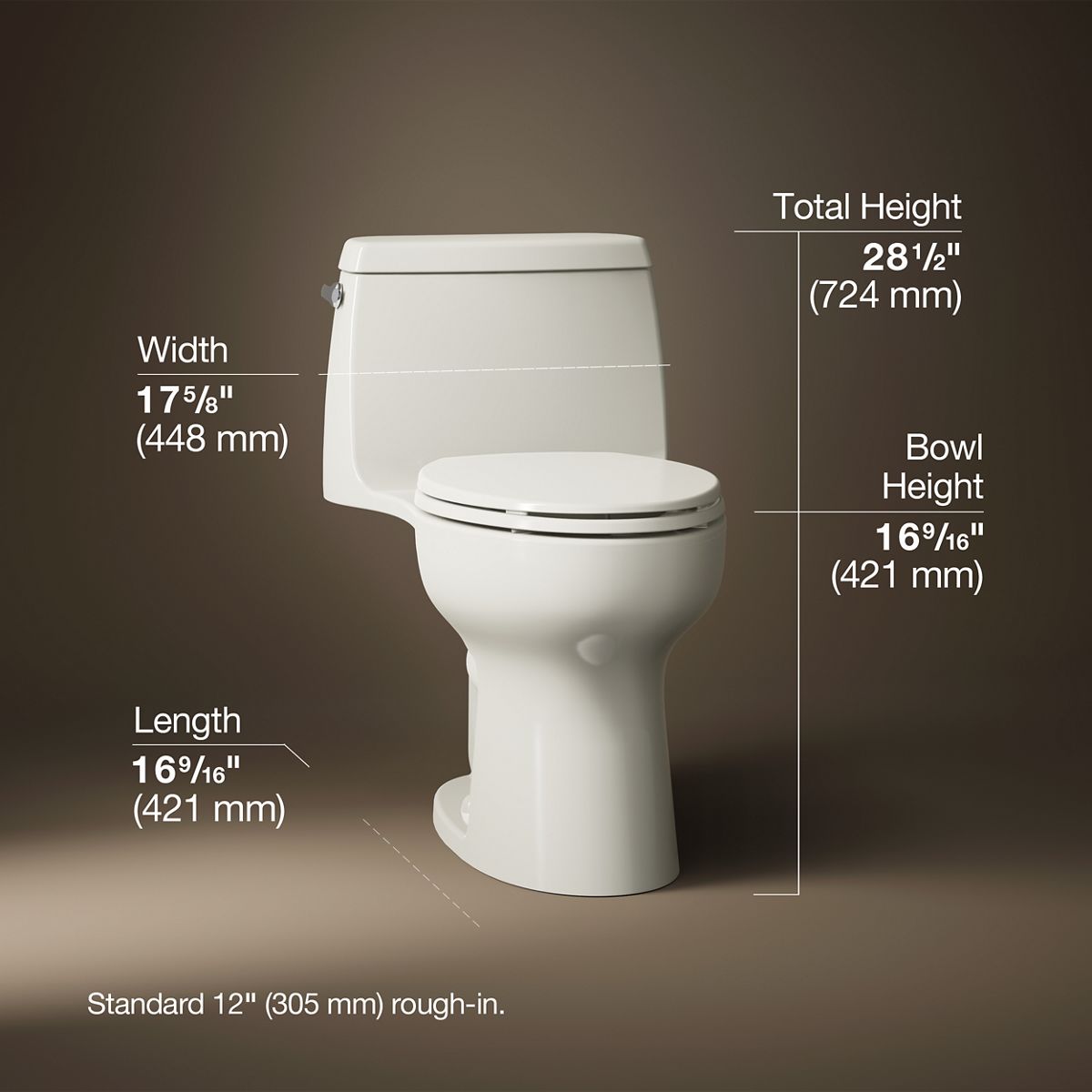 3/4 view of product with dimensions